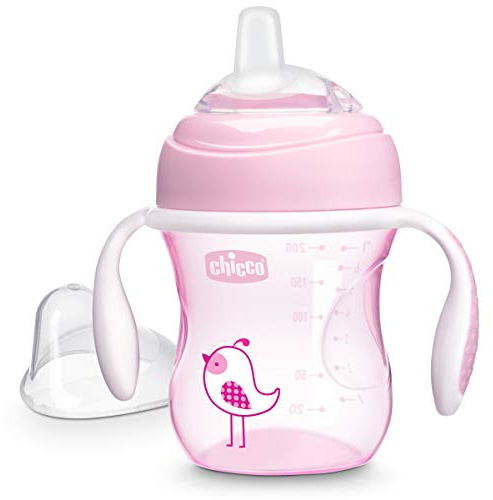 Chicco Tazza con beccuccio in silicone e coperchio a tenuta stagna, marcatura di calibrazione, manici rimovibili, lavabile in lavastoviglie (cestello superiore). Facile da tenere grazie all'ergonomia