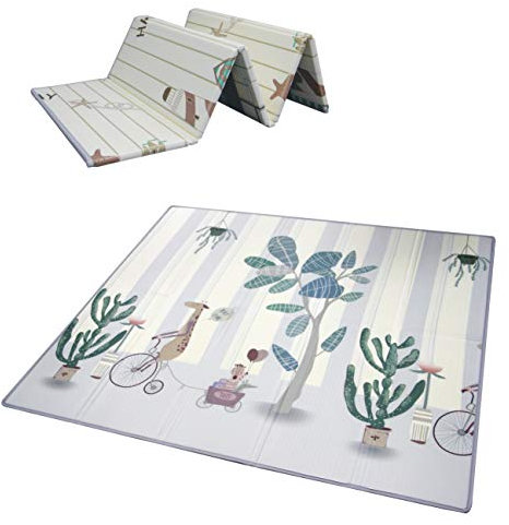Gupamiga Baby-Spielmatte Faltbarer XPE-Schaumboden rutschfest extra groß wendbare Doppelseiten wasserdicht tragbar für Innen- oder Außenbereich Nicht giftig bunt (180x200x1.5cm)
