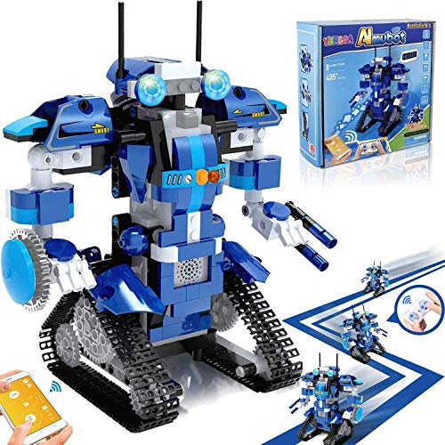 Yerloa Roboter Kinder Ab 8 Jahre, Ferngesteuerter Bausatz Spielzeug, Stem Programmierbar Konstruktionsspielzeug Geschenk für Jungen Mädchen 6-12 Jahre (405 Stück)