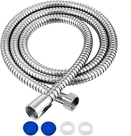 1.75m(69) Shower Hose Stainless Steel Universal Replacement Shower Pipe Chrome Anti-Kink with 2 Washers