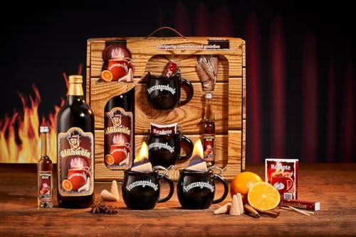 Feuerzangentasse Geschenkset, Schatzkiste, Schwarz - für Feuerzangenbowle