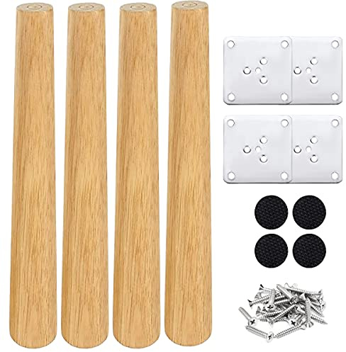 Drenky Set of 4 Wooden Table Legs, 25 cm Bed Legs - Straight Coffee Table Legs TV Stands, Walnut Finish with Fixing Fittings for Armchairs, Bedside Tables, Wardrobes, Dressers