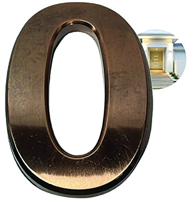 PARENCE - Numéro de porte 3D - 10 CM - Plastique premium brossé - effet OR brillant - Adhésif extra fort - numéro de porte, rue, maison (0, Cuivre) PARC001