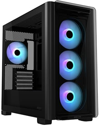 ASUS A23 Plus - Chasis PC Micro-ATX (4 Ventiladores ARGB preinstalados, Compatible con disipador CPU de 165 mm, radiadores de 360 mm, gráfica de 380 mm, PSU ATX, gestión de Cables de 33 mm), Negro