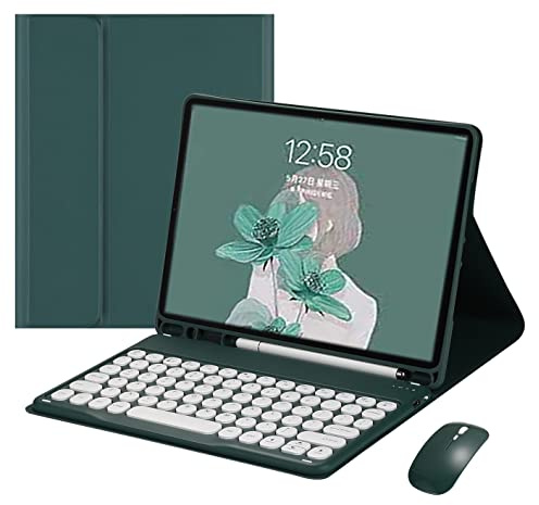 HENGHUI Tastiera e mouse per Galaxy Tab A7 da 10,4 pollici (SM-T500/T505/T507) 2020 Custodia per tastiera per tablet carina tastiera rotonda a colori tastiera wireless staccabile BT copertura della