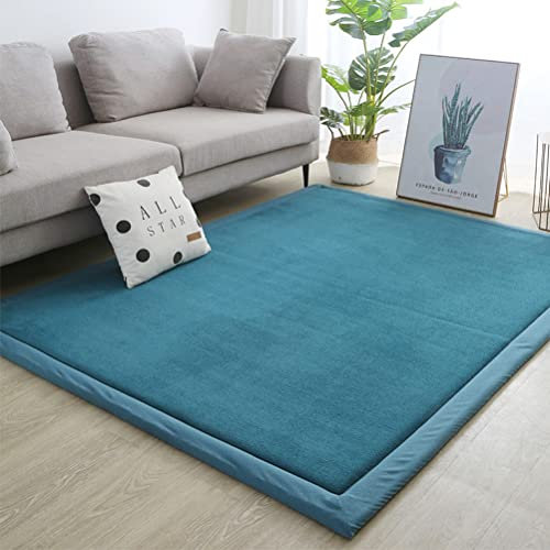 Krabbelmatte Baby und Spielmatte, Dick und Weicher rutschfest Krabbeldecke für Kleinkinder, Kinderteppich Kinderzimmer Mädchen Jungs, Grösse:200x220 cm, Farbe:Türkis