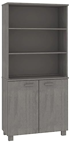 vidaXL Light Gray Highboard with Solid Pine Wood and MDF Frame - High Storage Capacity, Sturdy and Stylish Design, Ideal for Various Interiors