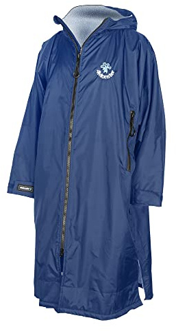 4Monster Wickelponcho mit Kapuze für Outdoor-Sport, Tauchen, Kite Surf, Körperkühlung, Schwimmen, Hundespaziergang, nasses Wetter, blau-lange Ärmel (XL)