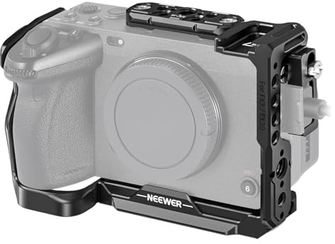 NEEWER FX3/FX30 Cage Kamera Käfig mit HDMI Cable Clamp,NATO Schiene,3/8ARRI Positionierungslöcher, 1/4Gewinde kompatibel mit Sony FX3 FX30 Original XLR Griff,kompatibel mit DJI RS2 RS3 Gimbal, CA011