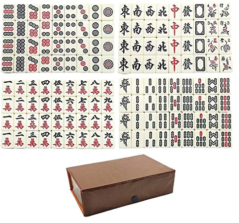 Rachlicy Mahjong Set Chino mah Jong Juego Mini Mahjong Set para niños niños familias Adultos 149pcs