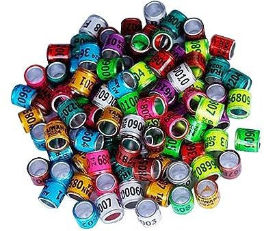 Colcolo 100 Stück 2024 Taubenring Aluminium Taubenbeinringe Vögel Fußring Zubehör Kleine Größe Wiederverwendbare robuste Identifikationsringe Trainingsring, gemischte Farbe