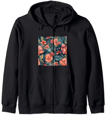Begonia Acquerello Floreale Fiore Grafica Felpa con Cappuccio