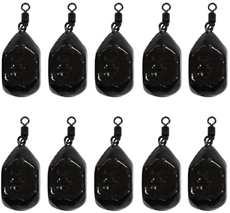 PRO FILSTAR Flach Grundblei Angeln Set 10 x 60g - Cube Form Blei Angeln mit Wirbel - Angel Bleie Set - Grundangeln - Blei Gewicht - Angelblei - Flat Fishing Weights - Bleigewichte – Karpfenblei Kit