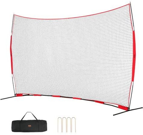 VEVOR Filet d'Entraînement de Baseball Softball 507x312 cm, Filet de Protection Pare-Ballons Portable avec Sac de Transport, Équipement d'Entraînement pour Receveur Crosse, Football, Hockey, Jardin