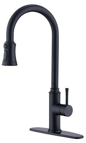 Trysea KüChenarmatur Ausziehbar mit Brause Armatur,Armatur KüChe 360° Drehung 3 SprüHfunktion,KüChenarmatur Mattschwarz Ausziehbar Edelstahl