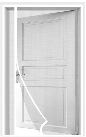 Magnetic Fly Screen Door Insect Protection 155x225cm Magnetic Fly Curtain Fly Screen Window Roller Blind Easy Adhesive Installation for Balcony Door Patio Door White