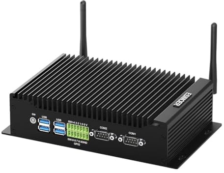 ESIMOER Mini Lüfterloser Industrie PC Core i3 10110U Win11 Pro Mini Desktop Computer, 8GB RAM 256GB SSD, Dual HD DP 4K Triple Display, 2 Gigabit Ethernet 2 COM WiFi BT 4.2 Lüfterloser Computer