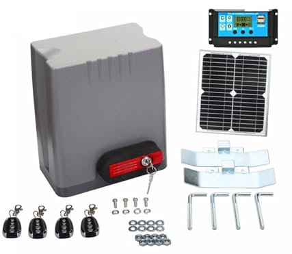 Schiebetor-Bausatz Auto System 24 V 800 kg automatischer Schiebetoröffner mit Solarpanel und Steuerung Elektrischer Toröffner-Bausatz(24V 800KG 4 remotes)