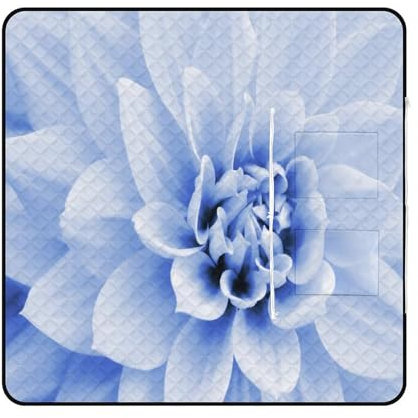 SEEKJOYS Manta de picnic con diseño de flores de dalia azul y blanca con correa de transporte, plegable, impermeable, para acampar al aire libre, verano, playa, 150 x 150 cm