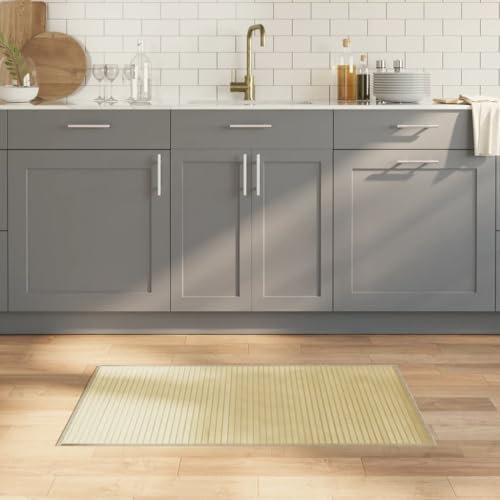 Tidyard Teppich Bambus Bambusmatte Wohnzimmerteppich Badezimmerteppich Bambusteppich rutschfest für Wohnzimmer,Läufer Küchenteppich Flurteppich Rechteckig Hell Natur 60x100 cm