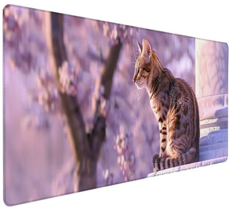 BEIJUYHU Mauspad XXL, Gaming Mauspad 700x300x3 mm, Großes Mauspad mit Genähten Kanten, rutschfeste Desk Mat, Verlängertes großes Mauspad Schreibtischauflage für Büro und Zuhause Tier Katze 9 - N