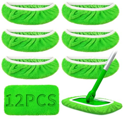 TXXATX 12 Stück Bodentücher Kompatibel für Swiffer Bodenwischer 25,4 x 11,5cm Feuchte Bodentücher Trocken Kompatibel für Swiffer Sweeper Mop Wiederverwendbare Bodentücher Feucht für Fenstern Böden
