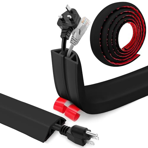 Bechoanigel Gaine Cable, 4 CM X 6 M PVC Flexible Goulotte Electrique Exterieur Facile à Couper, Cache Cable Sol Idéal pour la Maison, L'école, Le Bureau, L'entrepôt (Noir)