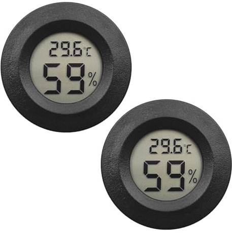 UYGTHI 2pcs Reptile Thermometer and Humidity Gauge, Accurate Temperature and Humidity Measurement for Bearded Dragons, Leopard Geckos, Ball Pythons, and Other Reptiles(Black)