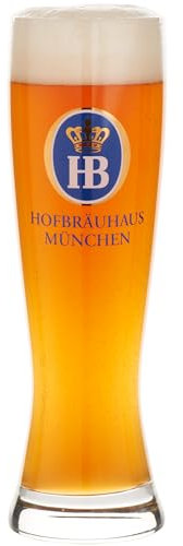 Hofbräuhaus München Original Elegant Wheat Beer Glass 0.3 L with HB Logo Beer Glass 0.3 L as Beer Gift for Men and Great Beer Gift Ideas (1 Piece, 0.3 Litre)
