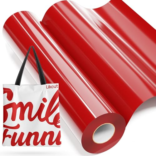 LIKCUT Plotterfolie Textil Rot, 30,5 cm x 6,1 m | Flexfolie für Plotter, Bügelfolie für Textilien & DIY-Shirts. Leicht zu schneiden & entgittern