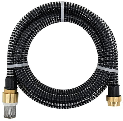 Saugschlauch mit Messinganschlüssen schwarz 2,8 cm 7 m PVC