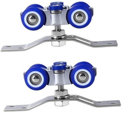 Set di 2 Rotelle per Box Doccia Scorrevole, Binario a Scomparsa per Porta Scorrevole, Ruote per Cancello Ricambi, Rotazione a 360 Gradi, per Porte Scorrevoli Singole, Pieghevoli o Multiple