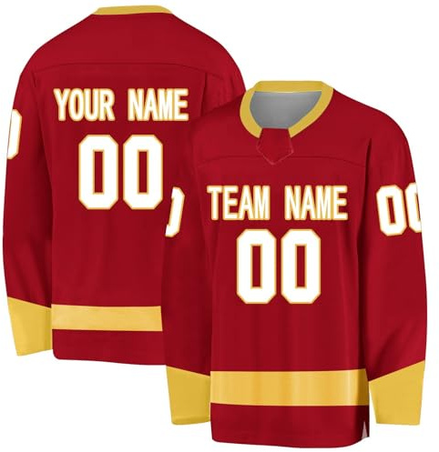 Custom Hockey Jersey Gedruckt Genäht, Personalisierte Nummer Name Logo Team Eishockey Jersey, Benutzerdefinierte Eishockey Übung Shirts für Herren Jungen