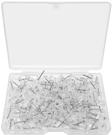 Skythrive Transparenta häftstift 100 st – nålar med plastlåda, perfekta för DIY, anslagstavlor, korktavlor och väggkartor