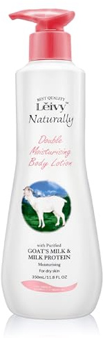 Lěivy Goat Milk Body Lotion, Fresh & Cozy, Deeply Moisture Skin Care, Lightweight & Non-Greasy, for All Skin Types with Vitamins E & Hydrolyzed Milk Protein, White, 11.8 fl oz