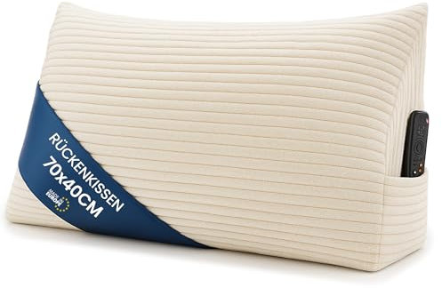 Almohada Lectura Cuña Triangular Ancho de 70 cm - Cojín Lumbar Sofá Respaldo Cama Cuna Cojines Grandes Apoyo Espalda Desenfundable Lavable Ergonómicar Beige