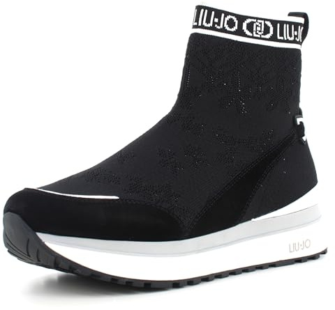 Liu Jo BF5003 Maxi Wonder Black Tronchetti con Zeppa per Donna in Tessuto Elasticizzato (Taglia 38)