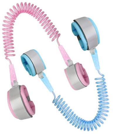2-Pack Adjustable Toddler Wrist Reins with Safety Lock - Blue & Pink