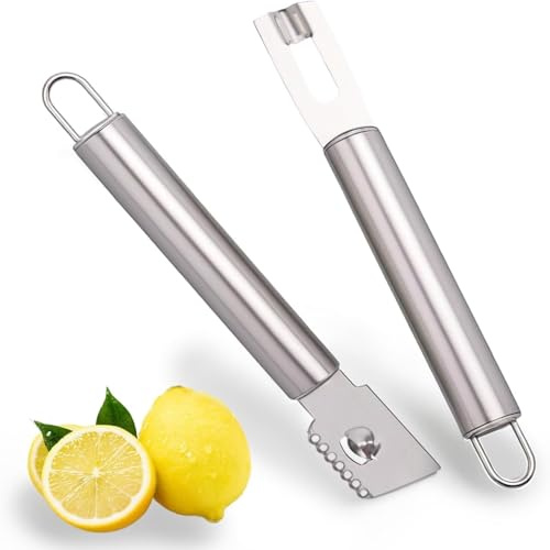 2 Piece Stainless Steel Lemon Zesters, Upgraded Lemon Zester & Channel Knife Set, Citrus Zester & Orange Peeler Tool, Premium Lemon Grater for Family Kitchen, for Bar Bartenders