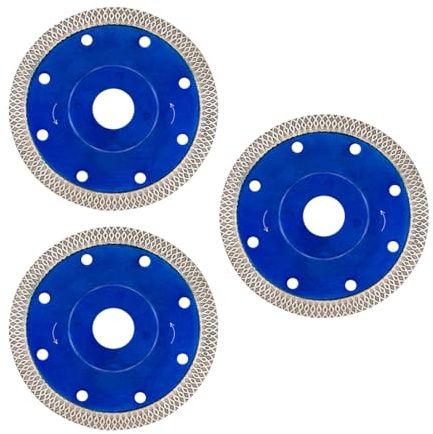 3 Pack 115mm Diamond Cutting Disc, Porcelain Cutting Blade for Tile Granite Porcelain Cutting Ultra-Thin Turbo Rim for Angle Grinder Marble Ceramic Stone Concrete, Dry/Wet Use 4.5 Inch Saw Blades