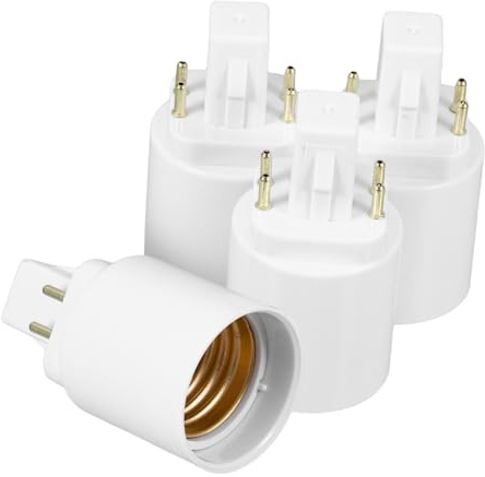 TOBBOMEY 4 Adaptadores De Casquillo Para Bombilla G24q a E27 Base De 4 Pines, Resistentes Al Calor y Fuego, Fáciles De Instalar, Compatibles Luces Led, Para Uso En Salón y Cocina