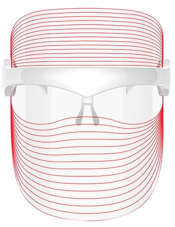 JOCCA - Masque facial avec lumière LED 7 couleurs, rajeunissement et soin de la peau, anti-âge, rechargeable USB, 30 lignes de lumière, transparent