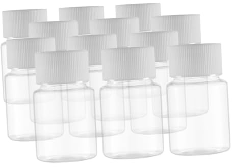 TOGEVAL 12 piezas Botellas Vacías con Tapa Frascos Medicinas Herméticos Envases para Pastillas Almacenamiento Seguro