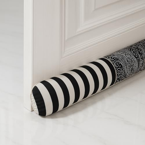Ciieyuo 32 Decorative Wind Stopper Under Door Draft Stopper for Door & Window, Heavy Weighted Fabric Air Draft Noise Blocker Stopper Gap Filler for Bottom of Door with Hanging Loops