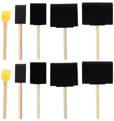 10Pcs Foam Brush, Sponge Paint Brush Set, Sponge Brushes for Painting, Precision Application on Wooden Surfaces, Applying Varnish or Stain in Crafts, Cleaning Delicate Surfaces