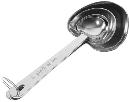 BESTYASH Set 4 Cucchiai Dosatori in Acciaio Inox a Forma di Cuore Cucchiai Dosatori da Cucina Scala Utensili da Cucina per Misurare Ingredienti Secchi come Latte in Polvere Cacao Tè e