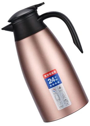 FIXOSHEE Jarra Térmica de Café de Acero Inoxidable 304, Capacidad 2l, Color Rosa Claro, Doble Capa Aislamiento al Vacío de 24 Horas, Botella de Agua Aislada para Oficina y Camping,