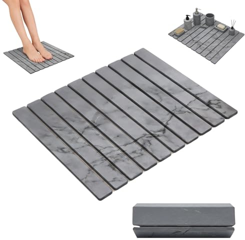 eupdd Tapis de Bain Diatomite 60x40 cm – Tapis Pierre Salle de Bain Antidérapant, Super Absorbant et Séchage Rapide, Égouttoir Diatomite Polyvalent pour Salle de Bains et Cuisine