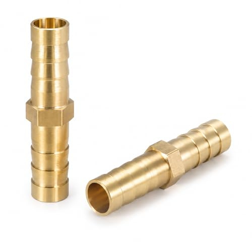 4 Pack 7-8mm Brass Barb Hose Connectors,Straight Hose Joiners | Durable brass hose connectors provide secure, leak-resistant joins for air, water, fuel and gas pipe repairs or extensions.