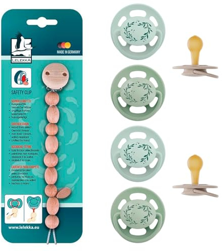 NIP Cherry Rundsauger Schnuller 4 Stück Unisex Gr.1 // 0-6 Monate // gelb mustard inkl. Schnullerband
